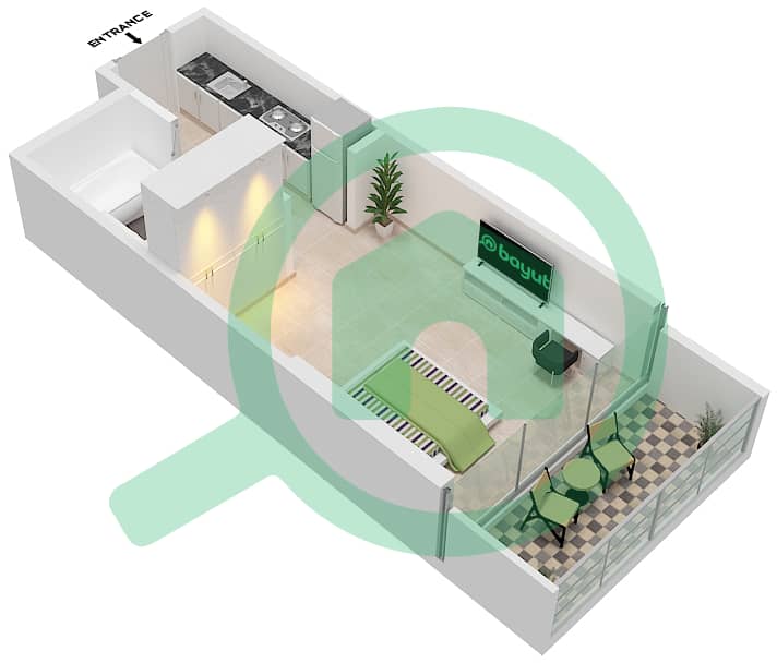 Carson Tower B - Studio Apartment Unit B04,06 / FLOOR-16-29 Floor plan Floor- 16-29 interactive3D