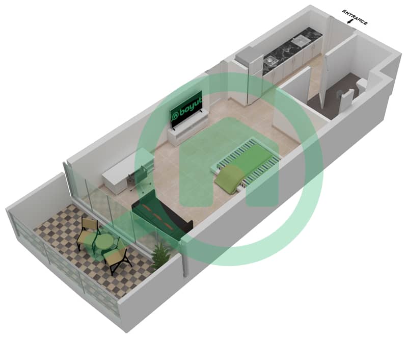 المخططات الطابقية لتصميم الوحدة A15/FLOOR 5-7,10-13,16-19 شقة استوديو - راديسون دبي داماك هيلز (أرتيسيا A) Level 5-7,10-13,16-19 interactive3D