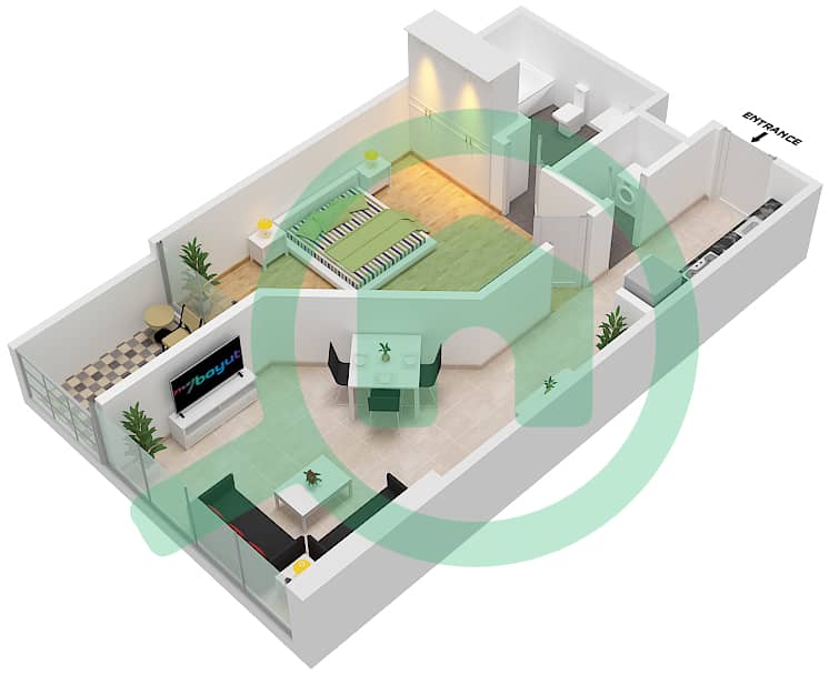 卡森大厦B座 - 1 卧室公寓单位B10 / FLOOR-16-29戶型图 Floor-16-29 interactive3D