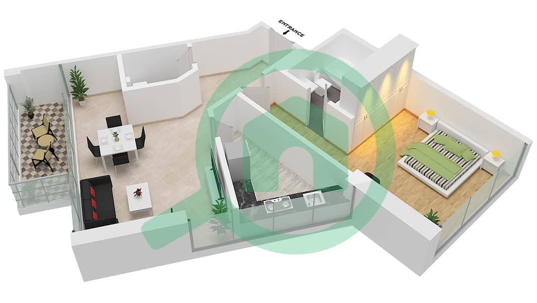 Carson Tower B - 1 Bedroom Apartment Unit B12 / FLOOR-16-31 Floor plan Floor-16-31 interactive3D