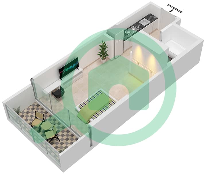 Carson Tower B - Studio Apartment Unit B12 / FLOOR 32-33 Floor plan Floor 32-33 interactive3D