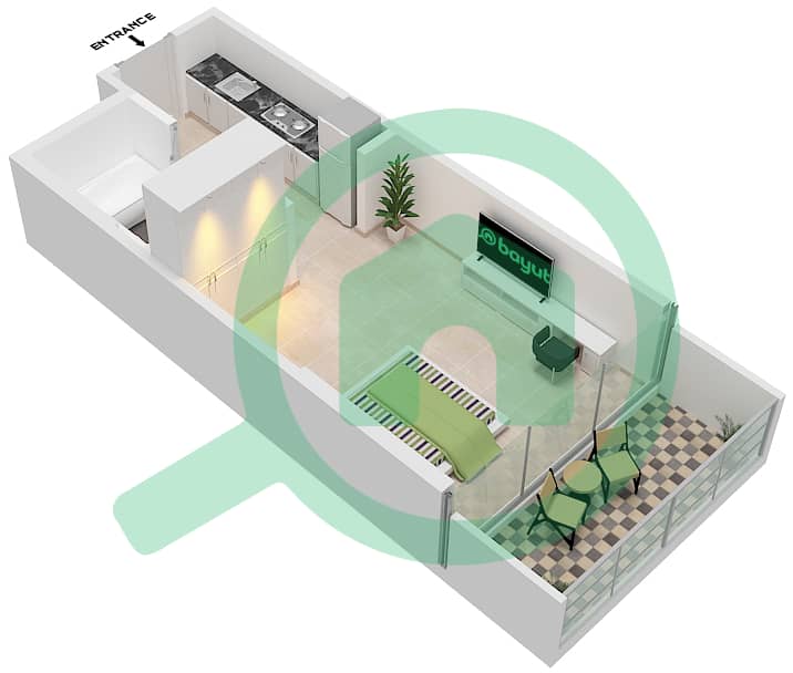 Carson Tower B - Studio Apartment Unit B13 / FLOOR 32-33 Floor plan Floor 32-33 interactive3D