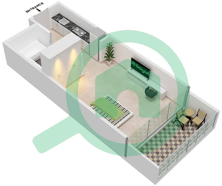 Carson Tower B - Studio Apartment Unit B11 / FLOOR 32-33 Floor plan Floor 32-33 interactive3D
