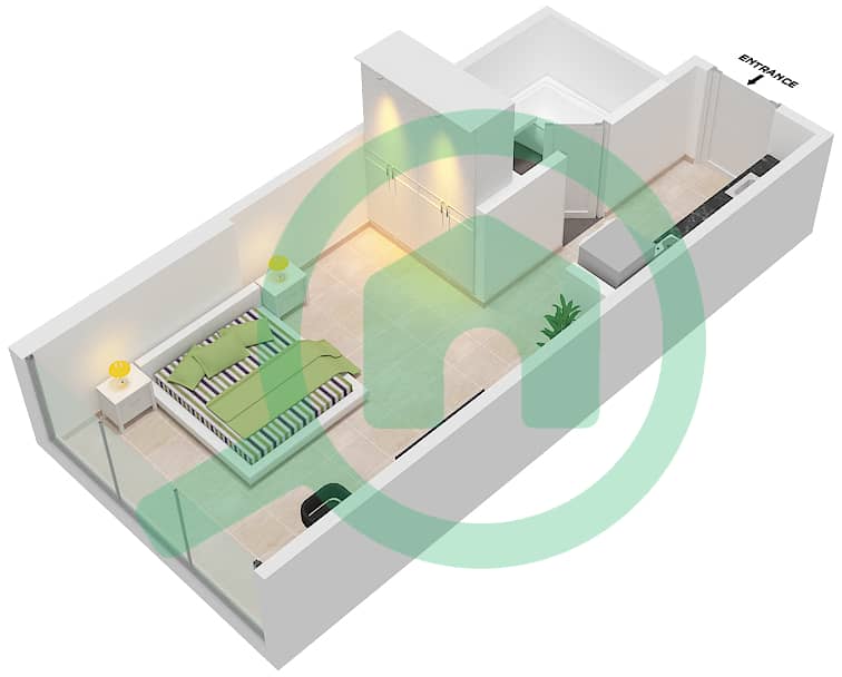 Carson Tower B - Studio Apartment Unit B08 / FLOOR 32-33 Floor plan Floor 32-33 interactive3D