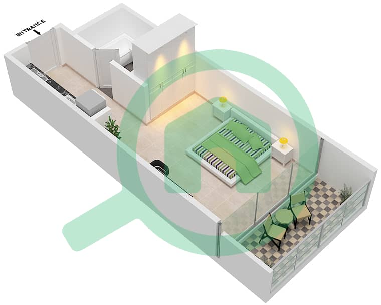 Carson Tower B - Studio Apartment Unit B16 / FLOOR 16-31 Floor plan Floor 16-31 interactive3D