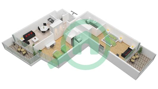 المخططات الطابقية لتصميم الوحدة A13 / FLOOR 8,14,20 شقة 2 غرفة نوم - راديسون دبي داماك هيلز (أرتيسيا A)