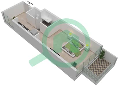 المخططات الطابقية لتصميم الوحدة A04 / FLOOR 21 شقة استوديو - راديسون دبي داماك هيلز