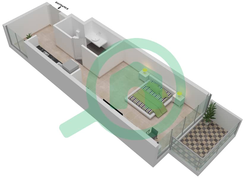 Radisson Dubai DAMAC Hills - Studio Apartment Unit A04 / FLOOR 21 Floor plan Level 21 interactive3D