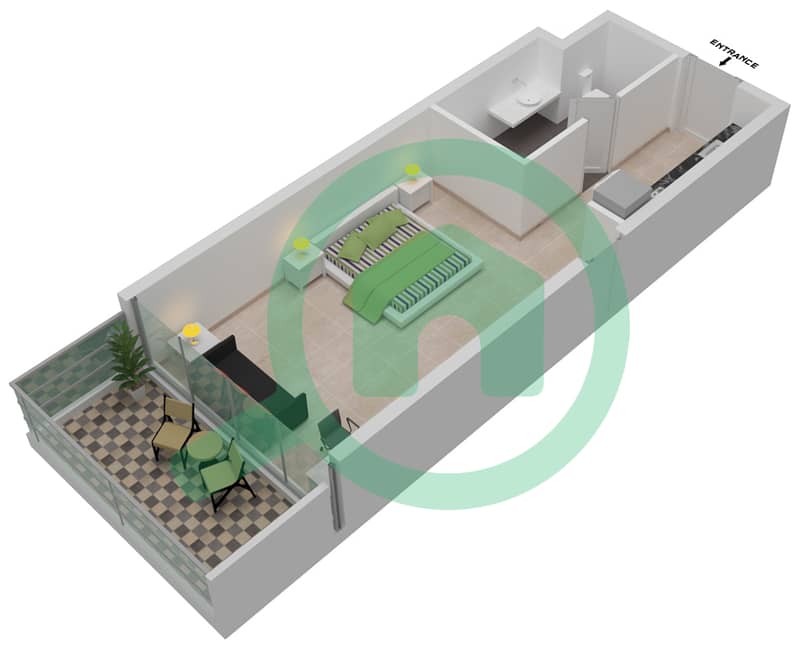 المخططات الطابقية لتصميم الوحدة A09 / FLOOR 21 شقة استوديو - راديسون دبي داماك هيلز (أرتيسيا A) Level 21 interactive3D