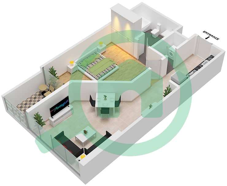 Карсон Тауэр С - Апартамент 1 Спальня планировка Единица измерения C09 / FLOOR-4 Floor-4 interactive3D