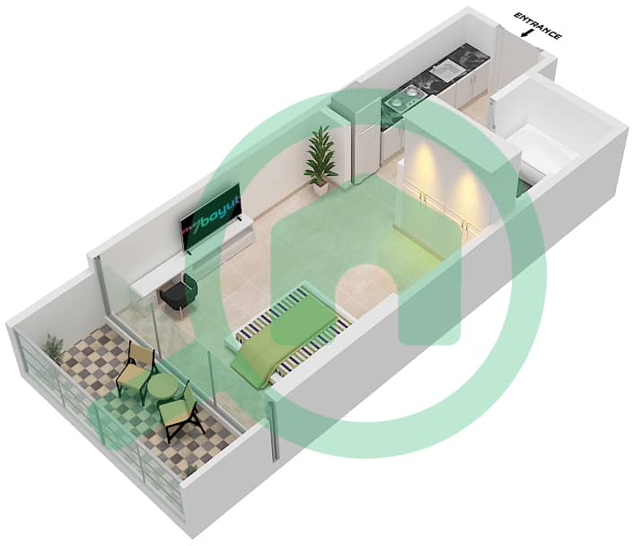 Карсон Тауэр С - Апартамент Студия планировка Единица измерения C02,04 / FLOOR-4 Floor-4 interactive3D