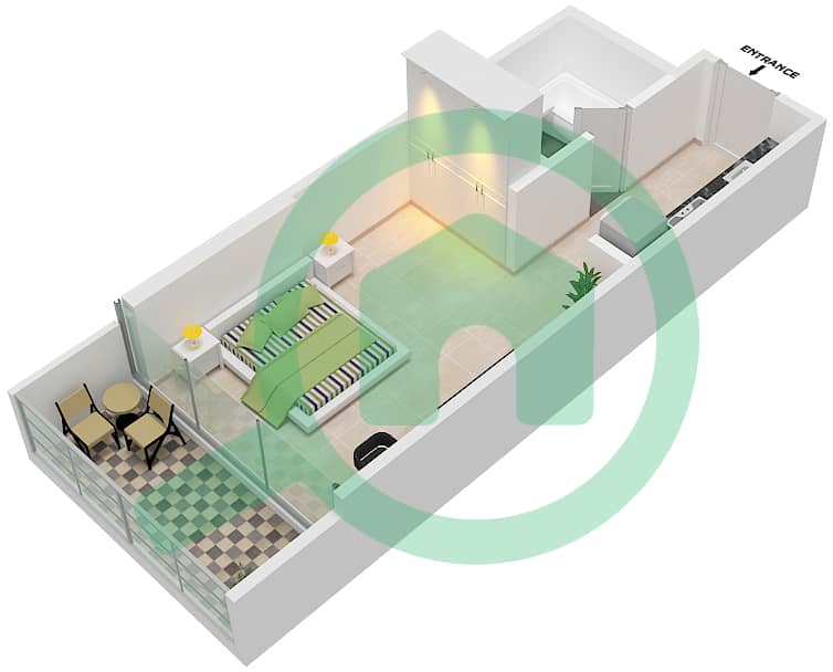 Карсон Тауэр С - Апартамент Студия планировка Единица измерения C03,05 / FLOOR-4 Floor-4 interactive3D