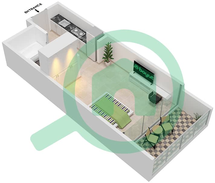 Карсон Тауэр С - Апартамент Студия планировка Единица измерения C12 / FLOOR-4 Floor-4 interactive3D