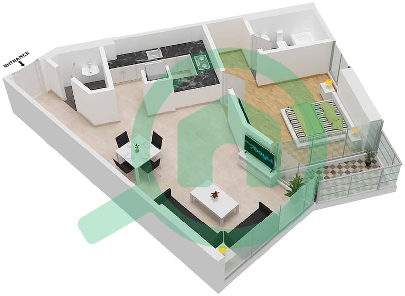 Карсон Тауэр С - Апартамент 1 Спальня планировка Единица измерения C10 / FLOOR-4 Floor-4 interactive3D