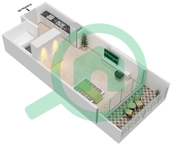 Карсон Тауэр С - Апартамент Студия планировка Единица измерения C02 / FLOOR-5-32 Floor-5-32 interactive3D