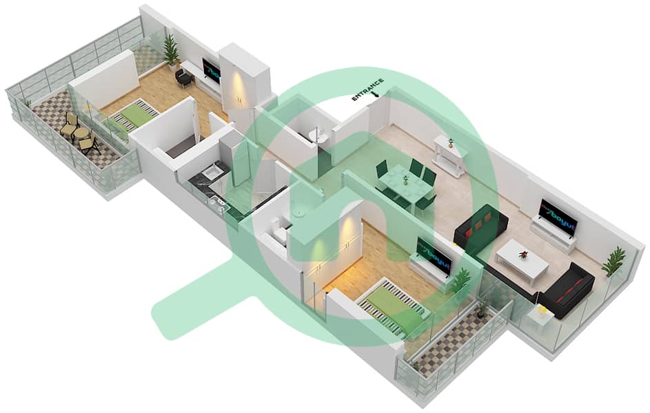 Карсон Тауэр С - Апартамент 2 Cпальни планировка Единица измерения C03 / FLOOR-5-32 Floor-5-32 interactive3D