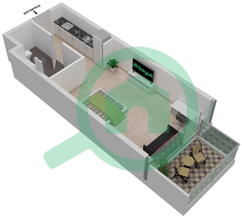 迪拜达马克丽笙酒店 - 单身公寓单位A20 / FLOOR 22,23戶型图 Level 22,23 interactive3D