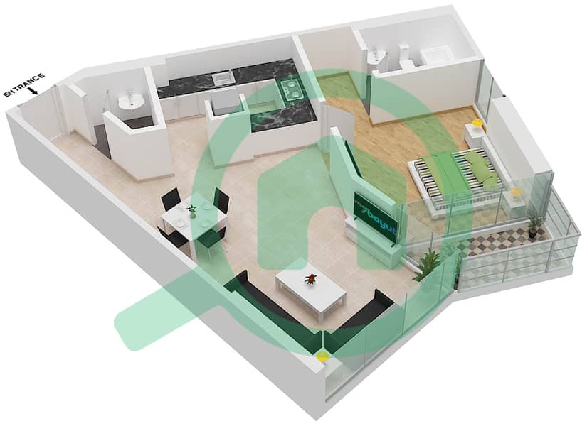 Carson Tower C - 1 Bedroom Apartment Unit C13 / FLOOR 5-15 Floor plan Floor 5-15 interactive3D