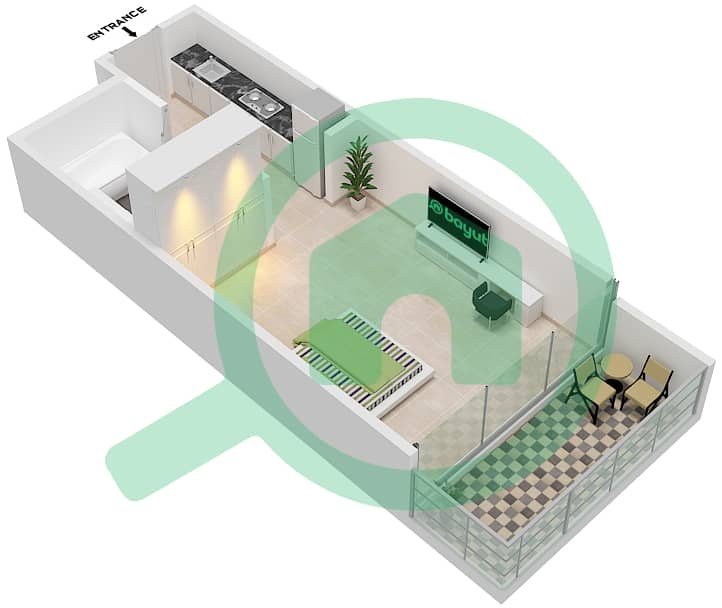 Carson Tower C - Studio Apartment Unit C15 / FLOOR 5-15 Floor plan Floor 5-15 interactive3D