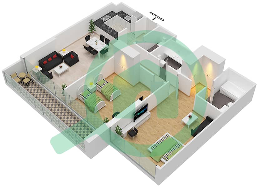 Carson Tower C - 2 Bedroom Apartment Unit C08 / FLOOR 16-30 Floor plan Floor 16-30 interactive3D