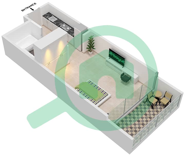 Carson Tower C - Studio Apartment Unit C11 / FLOOR 33-34 Floor plan Floor 33-34 interactive3D