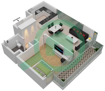 المخططات الطابقية لتصميم الوحدة 03 شقة 1 غرفة نوم - عزيزي ريفيرا 17