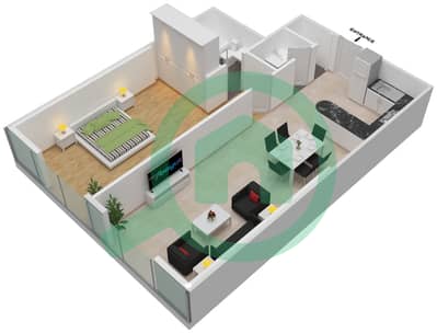 Дубай Стар Тауэр - Апартамент 1 Спальня планировка Единица измерения 4