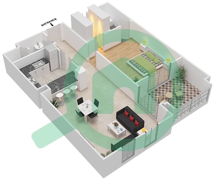 المخططات الطابقية لتصميم الوحدة 4 FLOOR 1-3 شقة 1 غرفة نوم - يانسون 8 Floor 1-3 interactive3D