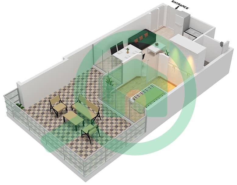 阿尔玛丽亚景致公寓 - 1 卧室公寓类型JUNIOR A戶型图 Floor 1-20 interactive3D