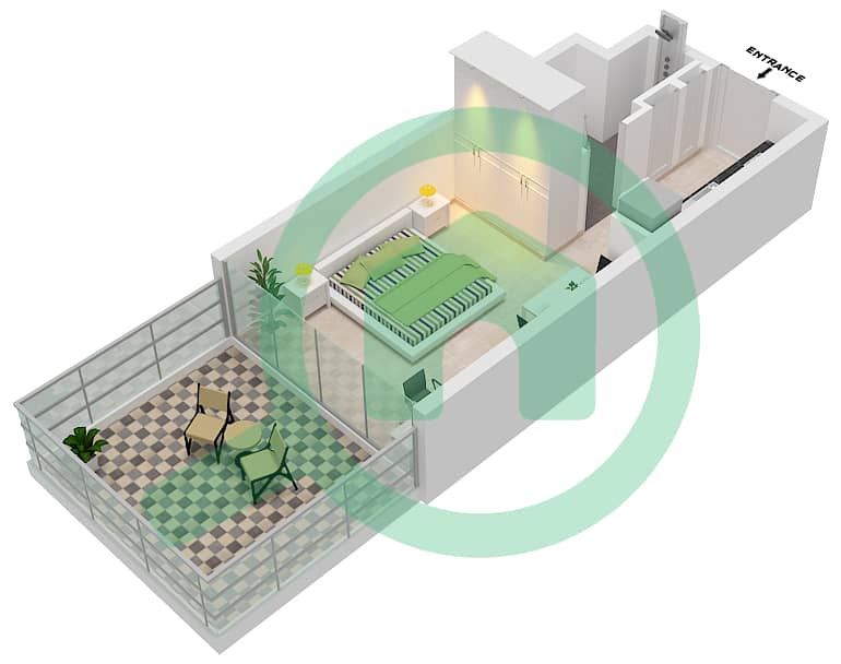 المخططات الطابقية لتصميم النموذج A شقة استوديو - المارية فيستا Floor 1-20 interactive3D
