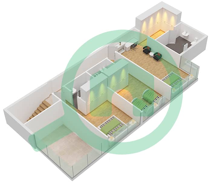 المخططات الطابقية لتصميم النموذج A بنتهاوس 5 غرف نوم - المارية فيستا Upper Floor interactive3D