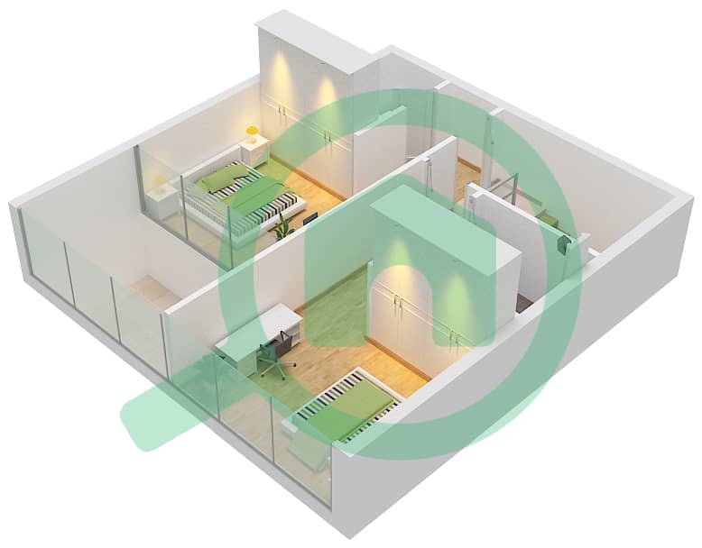Аль Марьях Виста - Апартамент 3 Cпальни планировка Тип DUPLEX A Upper Floor interactive3D