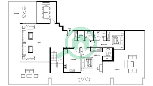 المخططات الطابقية لتصميم النموذج C شقة 5 غرف نوم - المارية فيستا