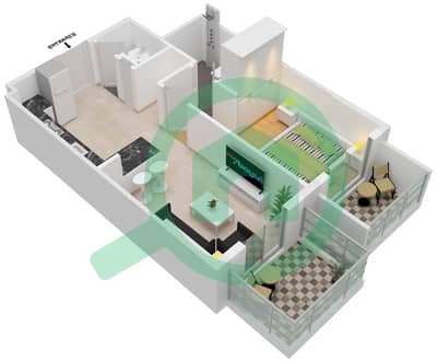 المخططات الطابقية لتصميم النموذج B شقة 1 غرفة نوم - بن غاطي روز