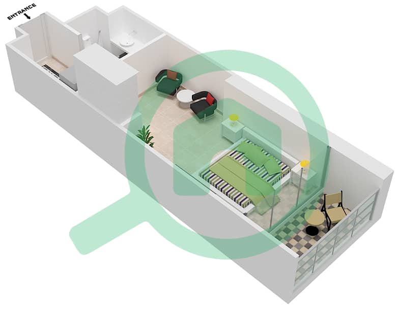 Дамак Мейсон Приве - Апартамент Студия планировка Единица измерения 6 FLOOR 5-8,21-24 Floor 5-8,21-24 interactive3D