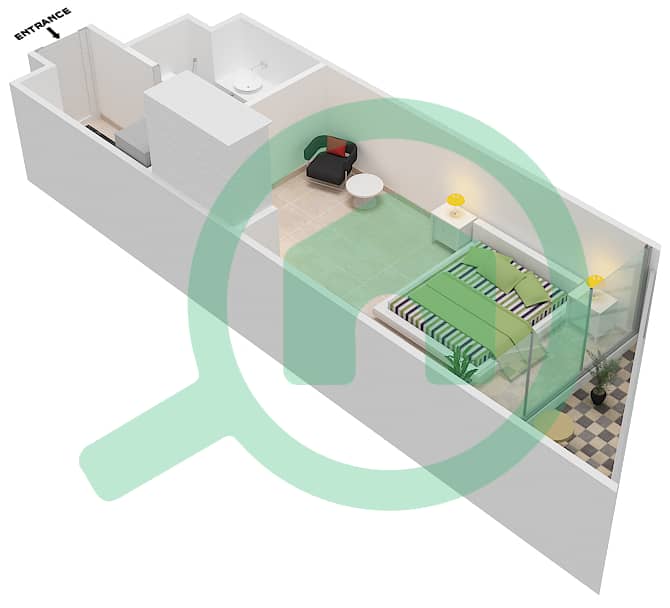 DAMAC Maison Prive - Studio Apartment Type 7 FLOOR 5-8,21-24 Floor plan Floor 5-8,21-24 interactive3D