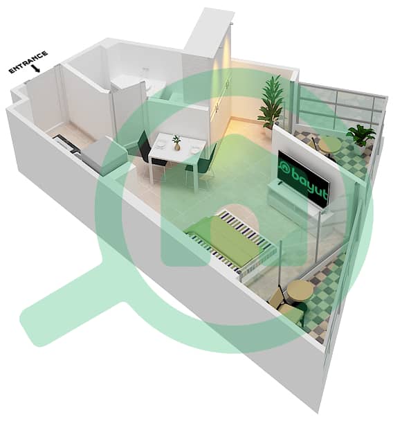 Дамак Мейсон Приве - Апартамент Студия планировка Единица измерения 1A FLOOR 9,26,27,29-32 Floor 9,26,27,29-32 interactive3D