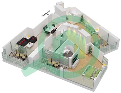 المخططات الطابقية لتصميم الوحدة 5  FLOOR 28 شقة 1 غرفة نوم - داماك ميزون بريفيه