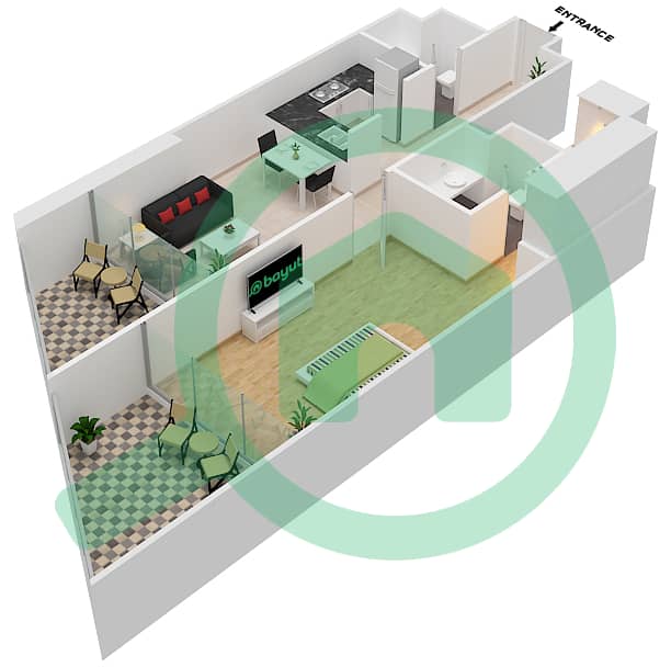DAMAC Maison Prive - 1 Bedroom Apartment Unit 7 FLOOR 28-32 Floor plan Floor 28-32 interactive3D