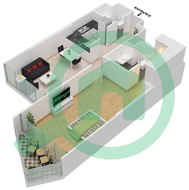 DAMAC Maison Prive - 1 Bedroom Apartment Unit 8 FLOOR 28-32 Floor plan Floor 28-32 interactive3D