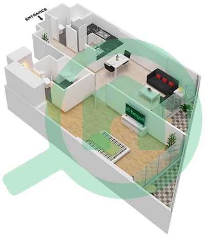 المخططات الطابقية لتصميم الوحدة 2 FLOOR 29 شقة 1 غرفة نوم - داماك ميزون بريفيه