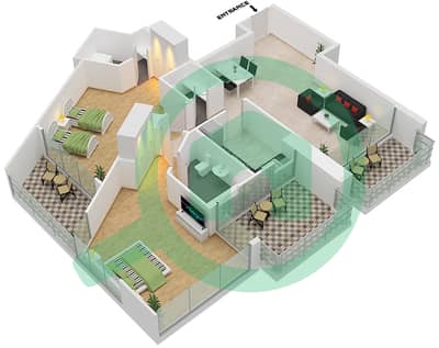 DAMAC Maison Prive - 2 Bedroom Apartment Unit 6 FLOOR 29-32 Floor plan