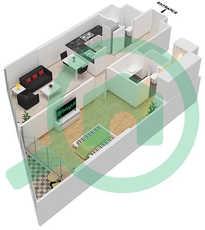 DAMAC Maison Prive - 1 Bedroom Apartment Unit 9 FLOOR 28-32 Floor plan