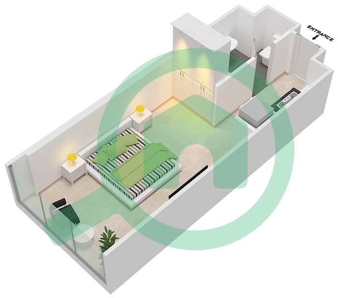 المخططات الطابقية لتصميم الوحدة 14 FLOOR 4 شقة استوديو - داماك ميزون بريفيه Floor 4 interactive3D
