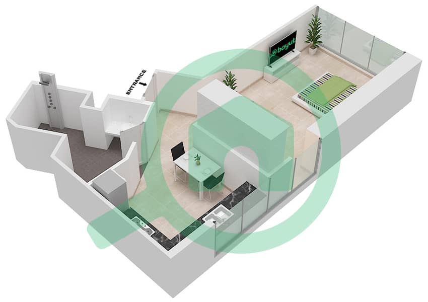 达马克奢华之家 - 单身公寓单位17A FLOOR 4,9,11-16,26,27戶型图 Floor 4,9,11-16,26,27 interactive3D