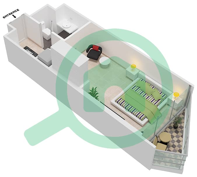 达马克奢华之家 - 单身公寓单位3 FLOOR 5,21-24戶型图 Floor 5,21-24 interactive3D