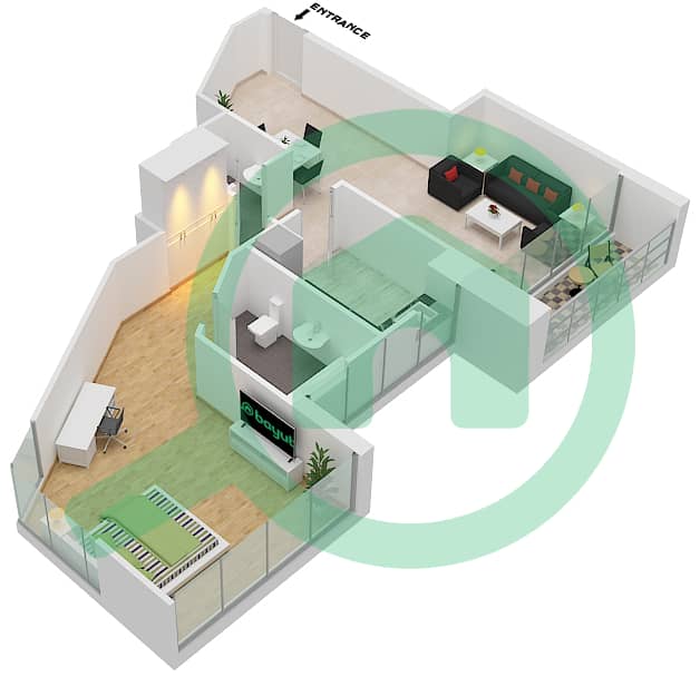 DAMAC Maison Prive - 1 Bedroom Apartment Unit 9 FLOOR 5 Floor plan Floor 5 interactive3D