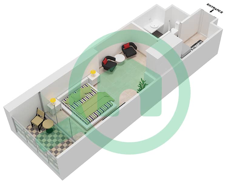 达马克奢华之家 - 单身公寓单位12 FLOOR 5,21-24戶型图 Floor 5,21-24 interactive3D