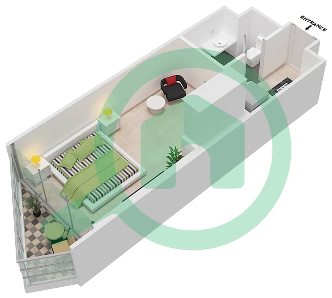 达马克奢华之家 - 单身公寓单位15 FLOOR 5,21-24戶型图 Floor 5,21-24 interactive3D
