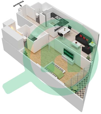 Дамак Мейсон Приве - Апартамент 1 Спальня планировка Единица измерения 2 FLOOR 28-32